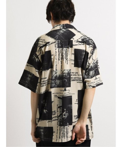 semanticdesign(セマンティックデザイン)/エステル総柄転写オープンカラー半袖BIGシャツ/img02