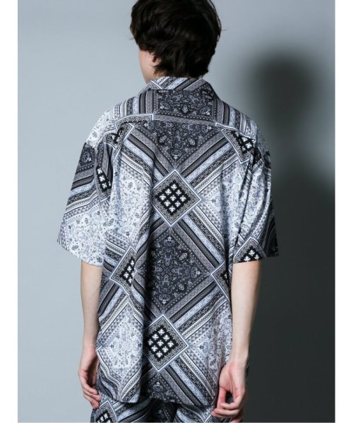 semanticdesign(セマンティックデザイン)/ペイズリー柄 オープンカラー半袖BIGシャツ/img02