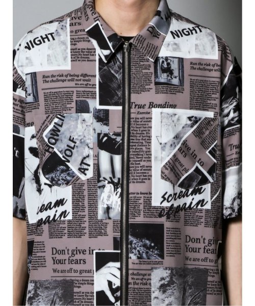 semanticdesign(セマンティックデザイン)/ニュースペーパー柄フルジップ半袖BIGシャツ/img05