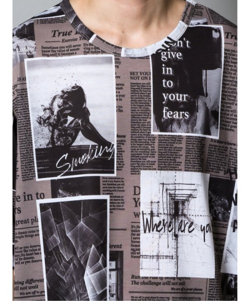 semanticdesign(セマンティックデザイン)/ニュースペーパー柄 クルーネック半袖Tシャツ/img10