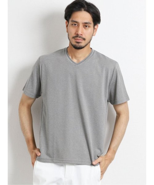 TAKA-Q(タカキュー)/クールマックス/COOLMAX　変形鹿の子Vネック半袖Tシャツ/img03