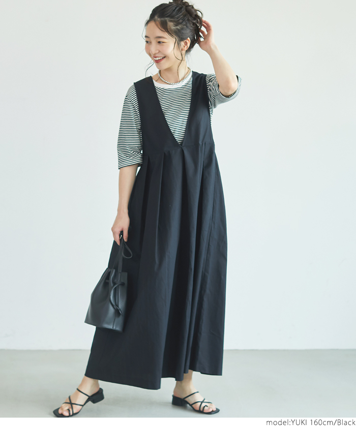 セール 登場から人気沸騰 前後着れる2way仕様プリーツロングワンピース