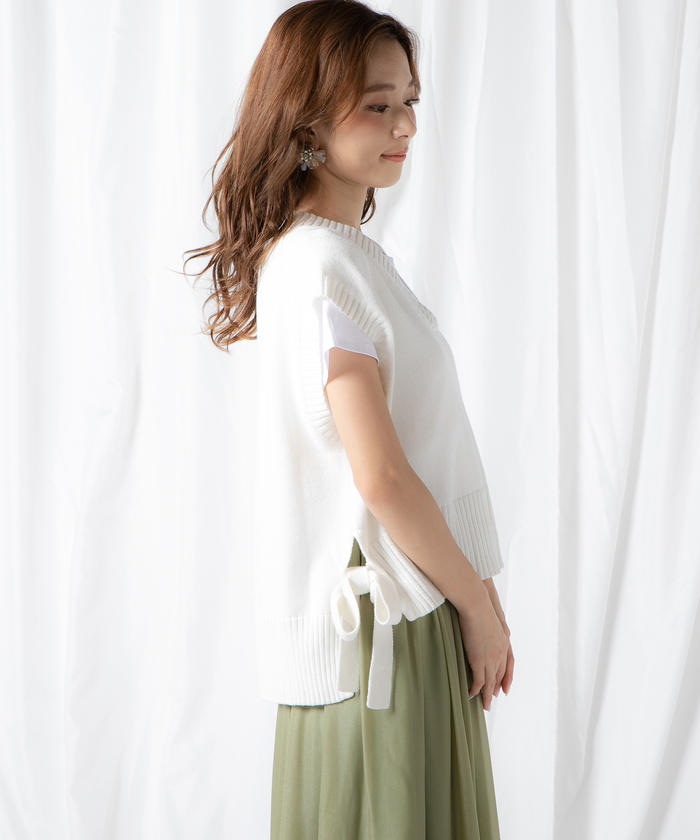 ニットベスト×Tシャツ×フレアスカート3点セット《セットアイテム》