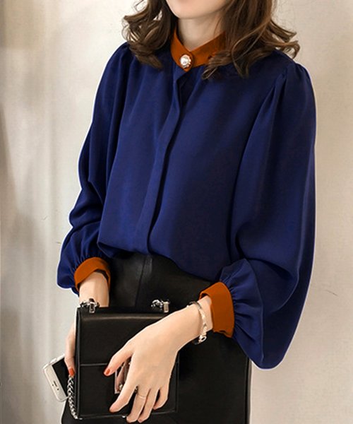 セール シフォンブラウス おしゃれ シフォン 切り替えシャツブラウス レディース アミュレット Amulet Magaseek