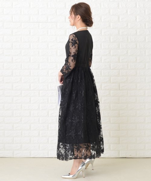 Lace Ladies(レースレディース)/花柄シースルー袖ロングパーティドレス・ワンピース/img02