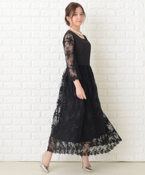 Lace Ladies(レースレディース)/花柄シースルー袖ロングパーティドレス・ワンピース/img04