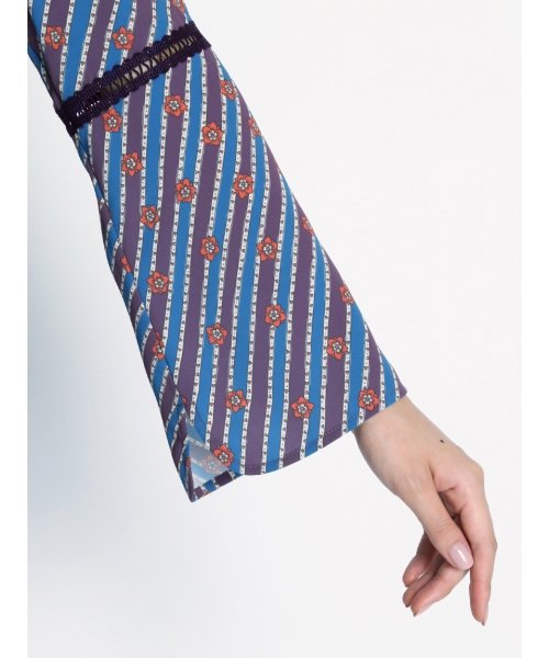 セール ストライプフラワー柄ワンピース リリー ブラウン Lily Brown Magaseek