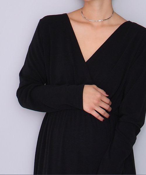 授乳カシュクールロングワンピース【マタニティ服／授乳服】柔らか 美ライン マタニティワンピース 授乳ワンピース カシュクール 授乳 妊婦 産前産後 春夏秋冬