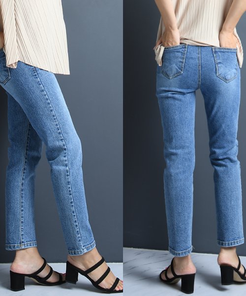 美脚スリムテーパードデニム マタニティ服 マタニティデニム テーパード アジャスター付き ボトムス レディース 妊娠 ジーンズ 美尻 春 夏 秋 冬 チョコア Chocoa Magaseek