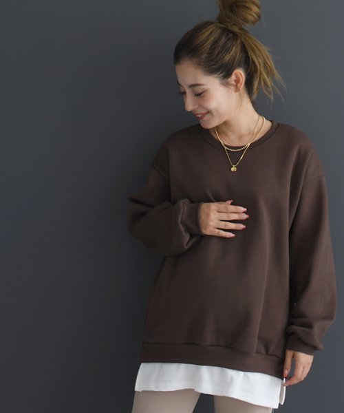 レイヤード風裏起毛トレーナー マタニティ服 産後 トレーナー ワンピース スリット 裏起毛 妊婦 マタニティトップス 妊娠 産前産後 重ね着風 春秋冬 トップス チョコア Chocoa Magaseek レイヤード風裏起毛トレーナー マタニティ服 産後 トレーナー ワンピース スリット 裏起毛 妊婦 マタニティトップス 妊娠 産前産後 重ね着風 春秋冬 トップス チョコア Chocoa Magaseek