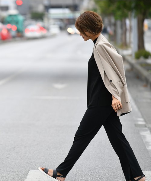 Very Pre Mo掲載 Pre Mo掲載 美脚ソフトタッチリブスリットパンツ マタニティ服 マタニティパンツ 柔らか インサイドスリット リブパンツ 妊 チョコア Chocoa Magaseek