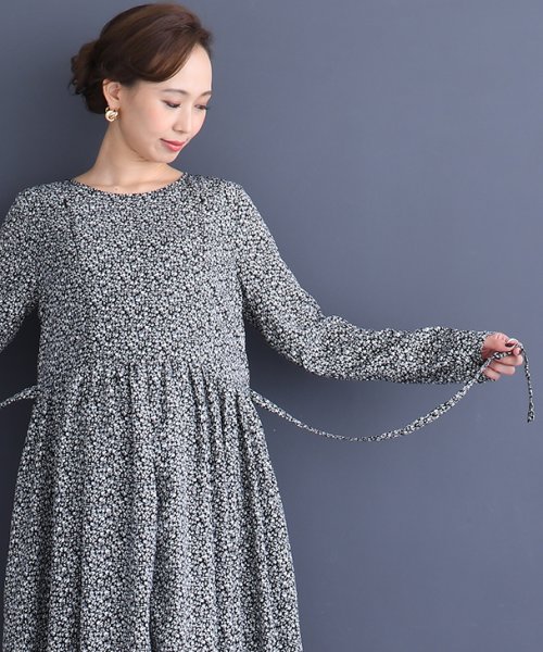 授乳小花柄ワンピース マタニティ服 授乳服 マタニティワンピース 授乳ワンピース 花柄 デザインワンピース 妊婦 妊娠 産前産後 秋冬春 チョコア Chocoa Magaseek