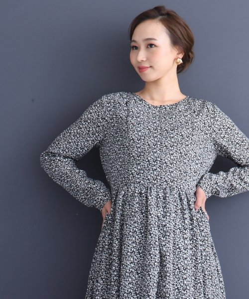 授乳小花柄ワンピース マタニティ服 授乳服 マタニティワンピース 授乳ワンピース 花柄 デザインワンピース 妊婦 妊娠 産前産後 秋冬春 チョコア Chocoa Magaseek