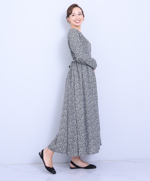 授乳小花柄ワンピース マタニティ服 授乳服 マタニティワンピース 授乳ワンピース 花柄 デザインワンピース 妊婦 妊娠 産前産後 秋冬春 チョコア Chocoa Magaseek