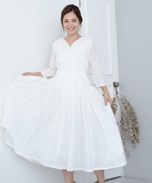 授乳コットンフレアワンピース マタニティ服 授乳服 妊婦 ワンピース 授乳口 ホワイト 白 春 夏 おしゃれ 可愛い チョコア Chocoa Magaseek