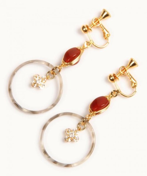 アゲート ガラス花型チャームイヤリング ワイスチャーム Wythecharm Magaseek