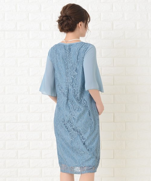 シフォン袖 袖スリット入り レース ひざ丈 ワンピース ドレス レースレディース Lace Ladies Magaseek シフォン袖 袖スリット入り レース ひざ丈 ワンピース ドレス レースレディース Lace Ladies Magaseek