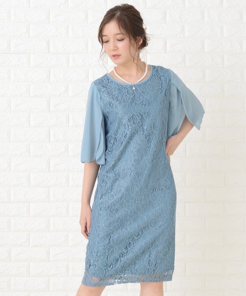 シフォン袖 袖スリット入り レース ひざ丈 ワンピース ドレス レースレディース Lace Ladies Magaseek シフォン袖 袖スリット入り レース ひざ丈 ワンピース ドレス レースレディース Lace Ladies Magaseek