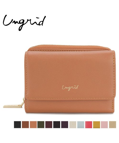 Ungrid(アングリッド)/アングリッド Ungrid 財布 ミニ財布 レディース ラウンドファスナー SMOOTH MINI WALLET ブラック ベージュ キャメル 黒 UNG－50/img01