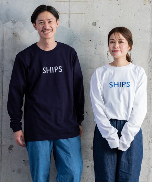 SHIPS MEN(シップス　メン)/【WEB限定】SHIPS: エンブロイダリー ロゴ ロングスリーブ Tシャツ (ロンT)/img01