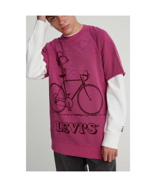 Levi's(リーバイス)/クルーネックカットオフTシャツ Cycling Snoopy Fuschia Red/img02