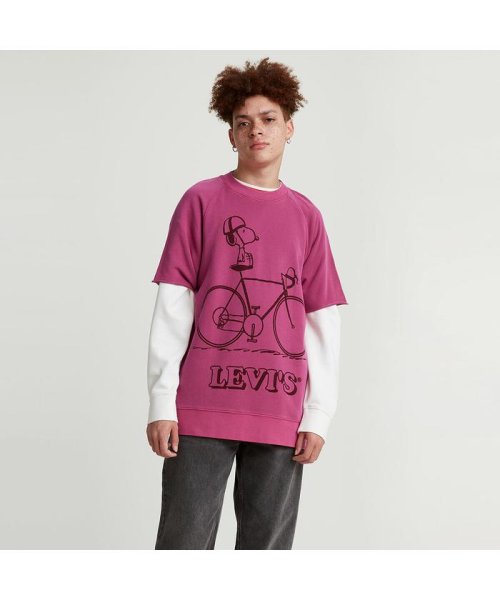 Levi's(リーバイス)/クルーネックカットオフTシャツ Cycling Snoopy Fuschia Red/img08