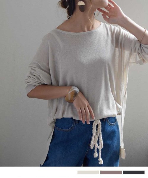 ARGO TOKYO(アルゴトウキョウ)/Linen touch Sheer Knit Top（with camisole）25072/img01