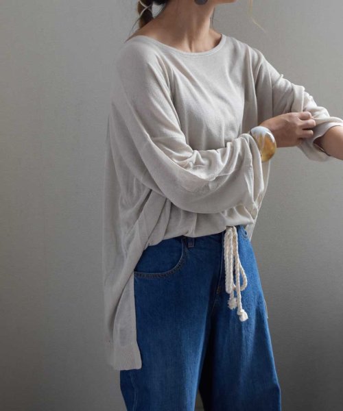 ARGO TOKYO(アルゴトウキョウ)/Linen touch Sheer Knit Top（with camisole）25072/img13