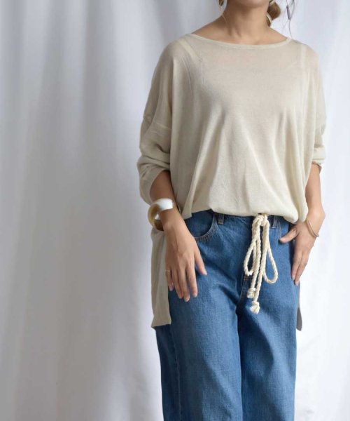ARGO TOKYO(アルゴトウキョウ)/Linen touch Sheer Knit Top（with camisole）25072/img17