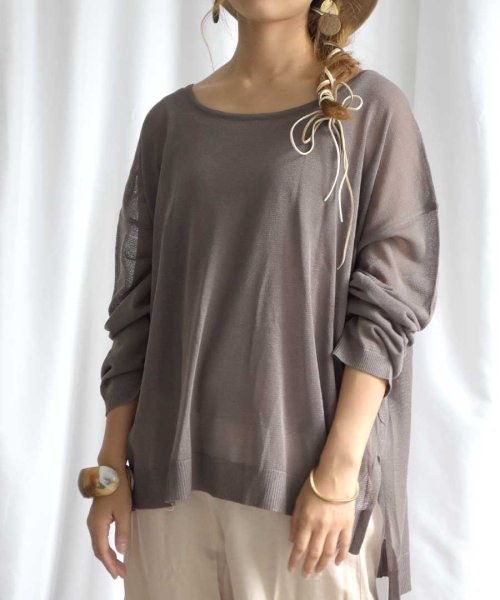 ARGO TOKYO(アルゴトウキョウ)/Linen touch Sheer Knit Top（with camisole）25072/img20