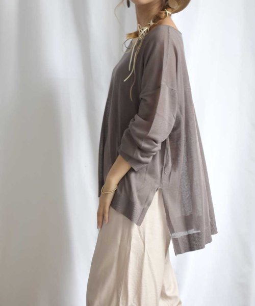ARGO TOKYO(アルゴトウキョウ)/Linen touch Sheer Knit Top（with camisole）25072/img21