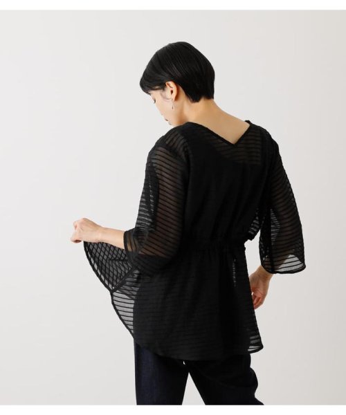 AZUL by moussy(アズールバイマウジー)/SHEER BORDER PEPLUM BLOUSE/img01