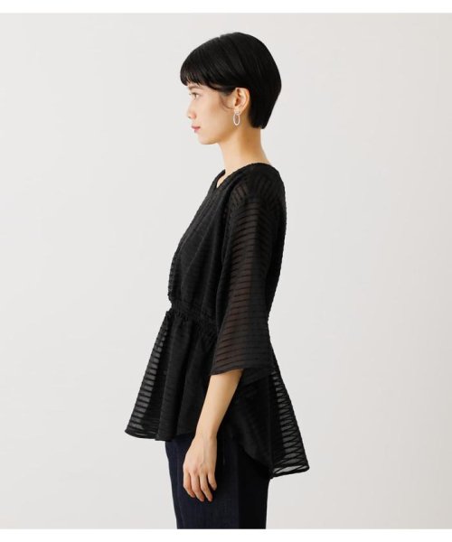 AZUL by moussy(アズールバイマウジー)/SHEER BORDER PEPLUM BLOUSE/img04