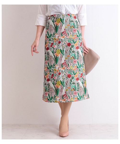 Sawa a la mode(サワアラモード)/ボタニカルな織り柄のロングスカート/img01