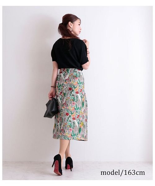 Sawa a la mode(サワアラモード)/ボタニカルな織り柄のロングスカート/img03