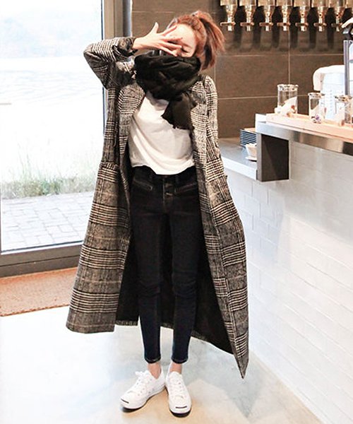 セール グレンチェック ロング 千鳥柄ロングコート 大きいサイズ チェック柄 チェスターコート ロングコート レディース アウター コート 秋冬物 冬 オーバーサイズ アミュレット Amulet Magaseek