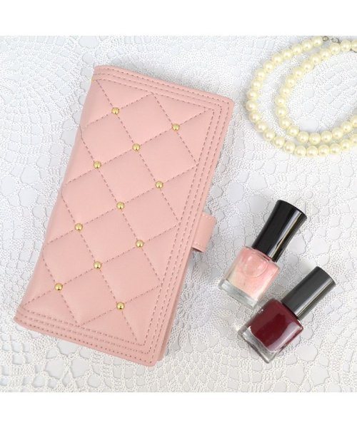 スマホケース 多機種対応 両利きマルチ手帳 セシルマクビー Cecilmcbee キルティング Pink エムファクトリー Mーfactory Magaseek