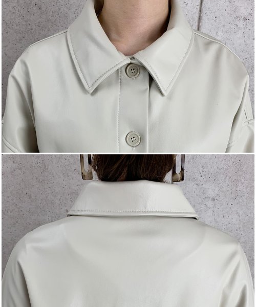 Fizz(フィズ)/【2020新作】エコレザーオーバーサイズシャツジャケット Fi AW 200508/img12