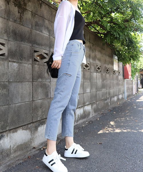 セール ダメージ デニムパンツ レディース 9分丈 クラッシュパンツ ロールアップ ジーンズ ストレートパンツ ミニミニストア Miniministore Magaseek セール ダメージ デニムパンツ レディース 9分丈 クラッシュパンツ ロールアップ ジーンズ ストレートパンツ ミニミニストア Miniministore Magaseek