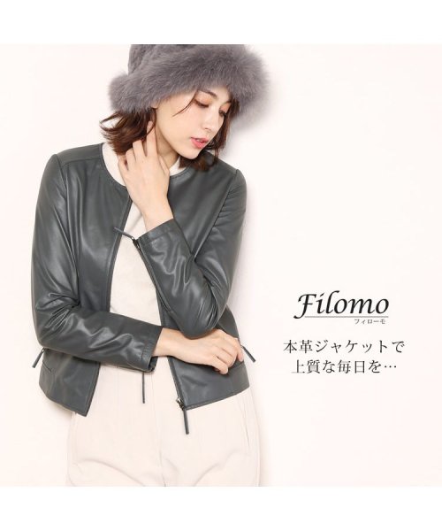 Filomo(フィローモ)/ラムレザーノーカラージャケット/img04