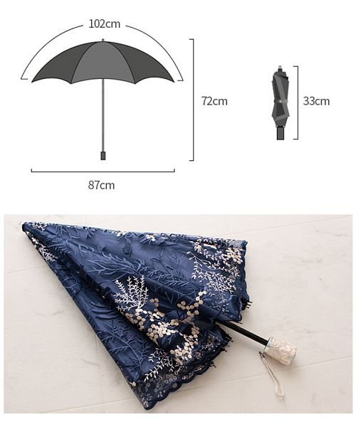 Sawa a la mode(サワアラモード)/刺繍レースの晴雨兼用折りたたみ日傘/img16