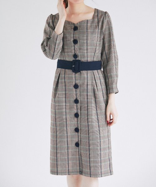 ベルト付きスクエアハートネックチェック柄ワンピース トッコクローゼット Tocco Closet Magaseek ベルト付きスクエアハートネックチェック柄ワンピース トッコクローゼット Tocco Closet Magaseek