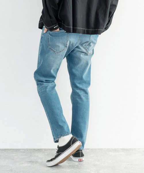 デニムパンツ メンズ アンクル丈 くるぶし セルヴィッチ 赤耳 カジュアル テーパード ヴィンテージ加工 Used ストレッチ 伸縮性 ジーンズ ジーパン イン ロッキーモンロー Rocky Monroe Magaseek