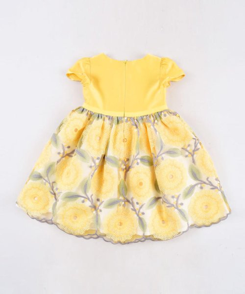セール シルデュー サテン チュール ひまわり 刺 ドレス 100cm 140cm ベベ Bebe Magaseek