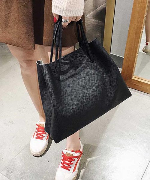 セール バッグ レディース 通勤 軽い トートバッグ シンプル 肩掛けバッグ 通学 ポーチ付き 2点セット ミニミニストア Miniministore Magaseek