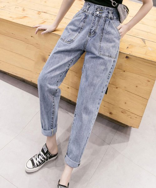 セール Off デニムパンツ ハイウエスト パンツ ストレート ジーパン レディース ボトムス ハイウエスト 美脚効果 ミニミニストア Miniministore Magaseek