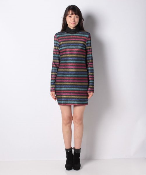 BENETTON (women)(ベネトン（レディース）)/ラメストライプジャージーボーダーハイネックワンピースJCC/img03