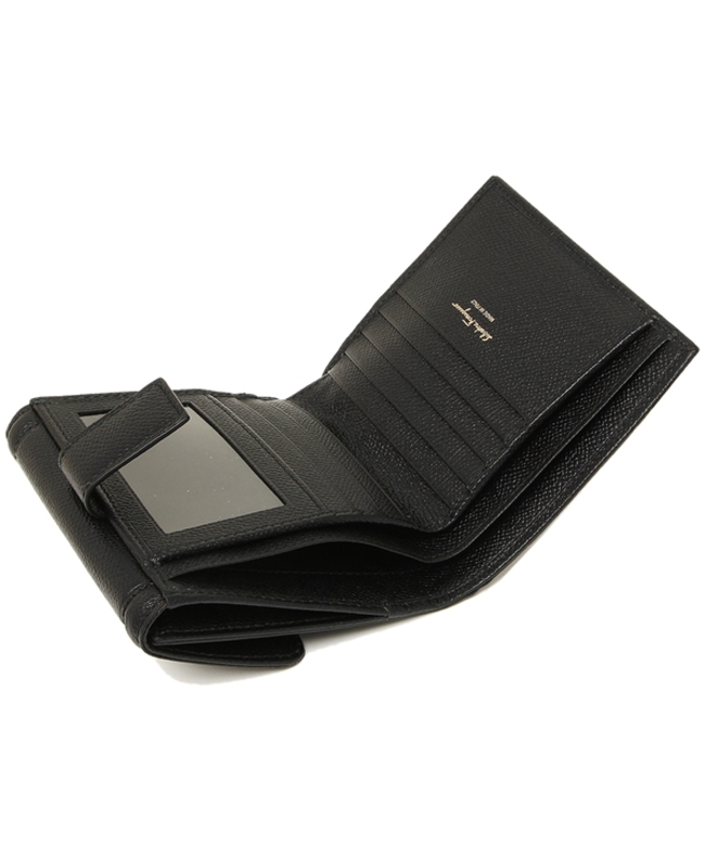 美品 FERRAGAMO ブラック 二つ折り財布 フェラガモ 二つ折り財布 レディース FERRAGAMO 22C911 0673755 ブラック