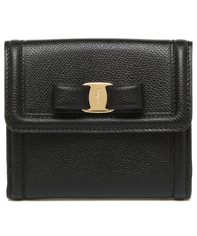 未使用Salvatore Ferragamoレザー二つ折り財布 マカダミア 箱付