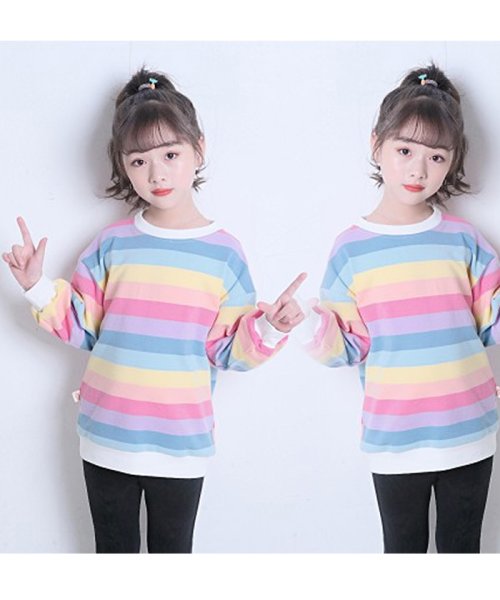 セール 新作 子供服 キッズ 女の子 長袖tシャツ レインボーストライプ トップス ゆったり シンプル カジュアル 人気 可愛い ミニミニストア Miniministore Magaseek セール 新作 子供服 キッズ 女の子 長袖tシャツ レインボーストライプ トップス ゆったり シンプル カジュアル 人気 可愛い ミニミニストア Miniministore Magaseek
